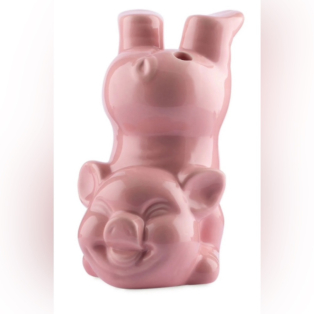 Pink Ceramic “Laughing Pig” tiki cup/planter/incense holder! super cute.